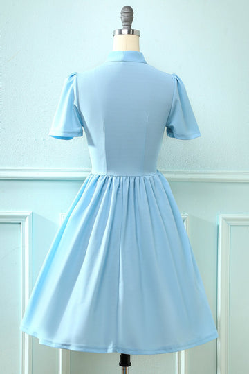 Abito Blue Vintage anni '50 con Bowknot